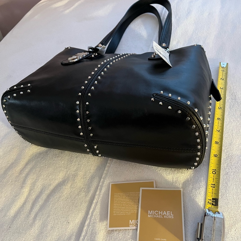 Michael Kors Black Leather Studded Astor Satchel - Picture 5 of 9